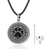 Pet Dog Celtic Urn Necklace Cremation Jewelry for Ashes Sterling Silver Paw Print Necklace Memorial Jewelry