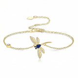 14K Gold Plated Birthstone Dragonfly Anklet Bracelet Birthday Gifts for Her
