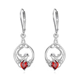 Sterling Silver Heart-Shaped Cubic Zircon Otter Cow Raccoon Leverback Earrings