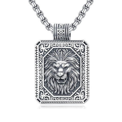 Sterling Silver Eagles Wolf Lion Pendant Necklace For Men with Stainless Steel Chain