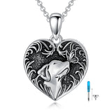 Sterling Silver Heart Rabbit Dog Cat Butterfly Dragonfly Hummingbird Wolf Urn Necklace for Ashes