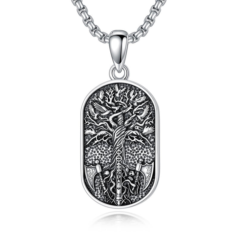 Sterling Silver Memento Mori Tree of Life Anubis Pendant Viking Amulet   Protection Pendant Necklace Egyptian Jewelry Christmas Birthday Gifts