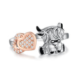 Highland Cow Ring 925 Sterling Silver Cute Cow Adjustable Rings Highland Cow Jewelry Gifts for Women Girls