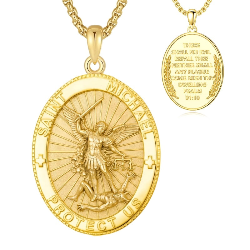 Patron Saint Medal Gold Plated Catholic Pendant Christian Religious Necklace Amulet Jewelry