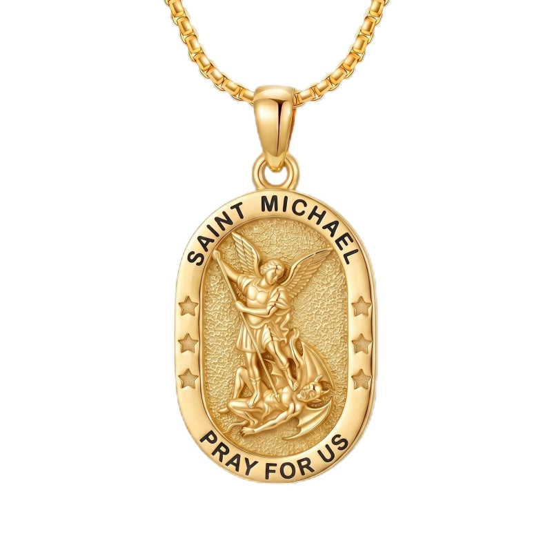 14K Gold  Plated Patron Saint Pendant Necklace Catholic Saints Religious Protective Jewelry Gift