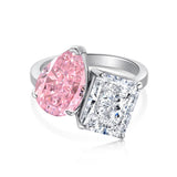 Sterling Silver Cubic Zirconia 3ct  Double Stone Ring Emerald/Princess & Pear Engagement Ring Wedding Ring