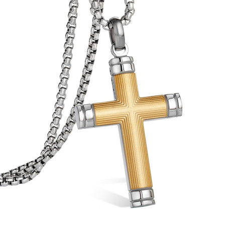 14K Gold Plated Cross Necklace for Men with Adjustable Chain Jewelry Gift for Him