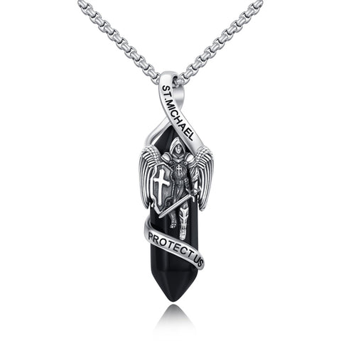 Sterling Silver Crystal Saint Michael Saint Christopher Guardian Angel Guadalupe Pendant Necklace