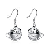 Drop Earrings for Women 925 Sterling Silver Teacup Dangle Earrings for Girls Cute Animal Earrings Animal Jewelry Gift