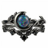 Sterling Silver 10K  14K  18K  Gold Personalized Engraved Black Opal Engagement Wedding Promise Ring for Her