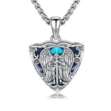 925 Sterling Silver Santa Muerte/Saint Michael/Raphael Necklace Warrior Protect Us Amulet Jewelry Gift for Men Father