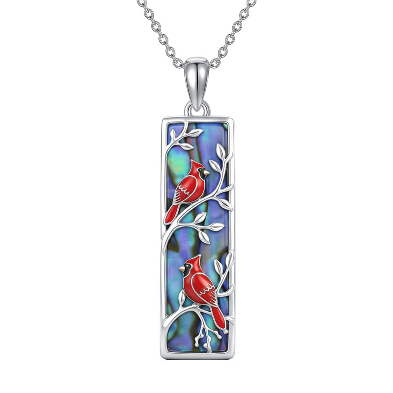 Sterling Silver Abalone Shell Bar Cardinal Bee Butterfly Hummingbird Dragonfly Phoenix Pendant Necklace for Women
