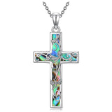 Sterling Silver Abalone Shell Bee Butterfly Dragonfly  Hummingbird Ladybug Cross Pendant Necklace for Women