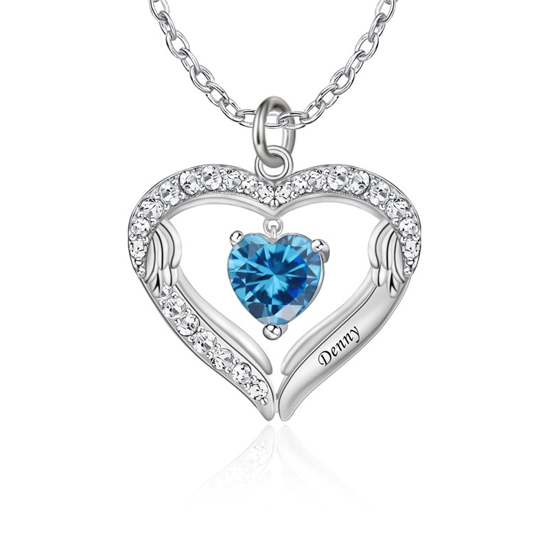 Copper Sterling Silver Simulated Birthstone Name Pendant Necklace for Mom