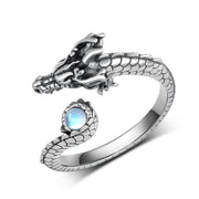 Sterling Silver Oxidation Moonstone Dragon Ring