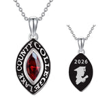 Sterling Silver Oval Personalized  Birthstone Class High School College Graduation Necklace