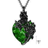 Sterling Silver Heart Crystal Rose Urn Necklaces for Ashes for Women