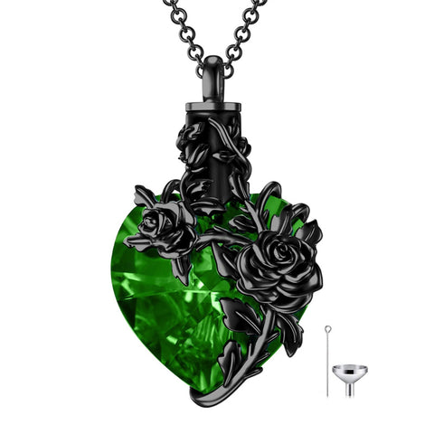 Sterling Silver Heart Crystal Rose Urn Necklaces for Ashes for Women