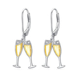 Sterling Silver Champagne Dangle Leverback Earrings