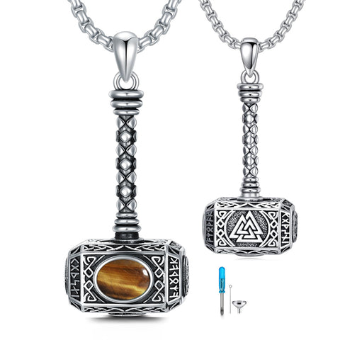 Sterling Silver Thors Hammer Urn Necklace for Ashes