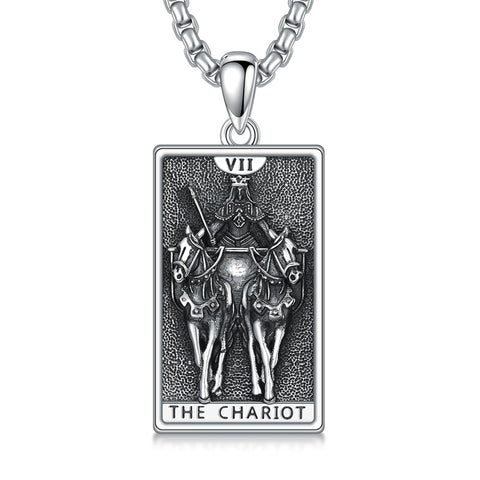 Sterling Silve Sun Moon Star Strength Lovers Death Devil Fool Tarot Card Pendant Necklace