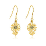 14k Solid Yellow Gold Sunflower Earrings For Women Dainty Simple Jewelry Gifts For Girls Her