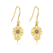 14k Solid Yellow Gold Sunflower Earrings For Women Dainty Simple Jewelry Gifts For Girls Her