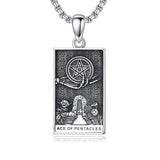 Sterling Silver Lovers Hierophant Magician Three of Swords Wheel of Fortune SkeletonTarot Card Pendant Necklace