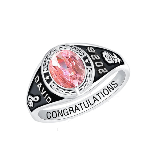 Sterling Silver 10K 14K 18K Gold Customizable  Birthstone Engraved Class Ring College Graduation Ring
