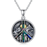 Sterling Silver Peace Sign Coexist Peace Symbol Pirate Tree of Life Thor's Hammer Wolf Raven Viking Series Necklace