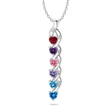 Copper Sterling Silver Personalized 1-6 Simulated Birthstones Mother's Name Heart Pendant Necklace