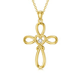 10k Gold Heart/Cross Pendant Necklace for Women Birthstone Necklace Love Necklace Jewelry for Mother's day Birthday Christmas
