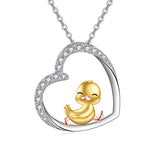 Duck Pendant Necklace 925 Sterling Silver Duck  Duck Jewelry for Mother Women Girls Duck Lovers Gifts