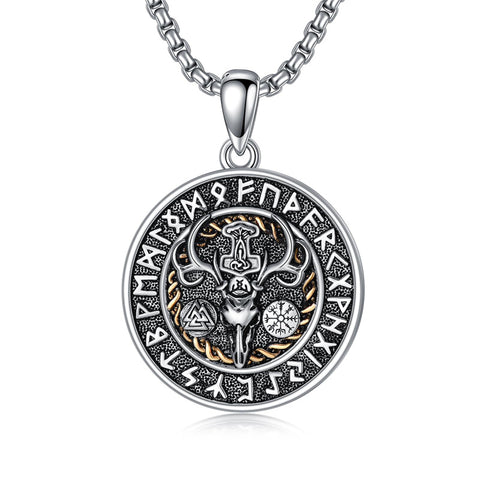 Sterling Silver Amulet Medal  St Sebastian Saint Christopher Viking Deer Pendant Necklace