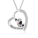 Dalmatian Dog Necklace S925 Sterling Silver Heart Pendant Necklaces Jewelry Gifts for Women Teen Girls Mum Girlfriends Birthday Gift