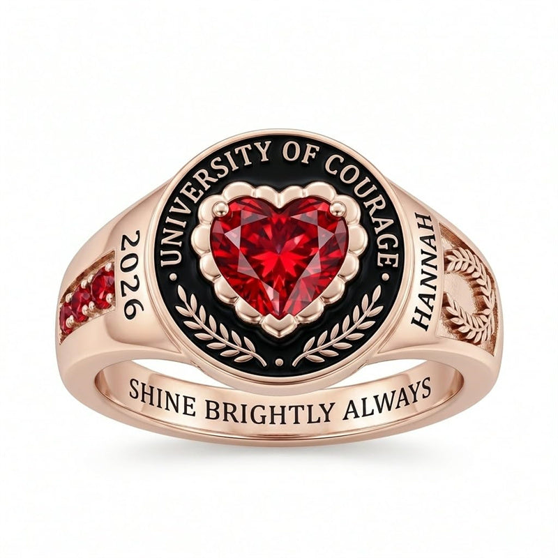 Sterling Silver Personalized Birthstone Class Ring for Women