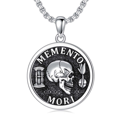 Memento Morit Necklace 925 Sterling Jewerly Death  Necklace for Men