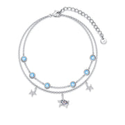 Sterling Silver Turtle Adjustable Beach Multi-layeredAnklet
