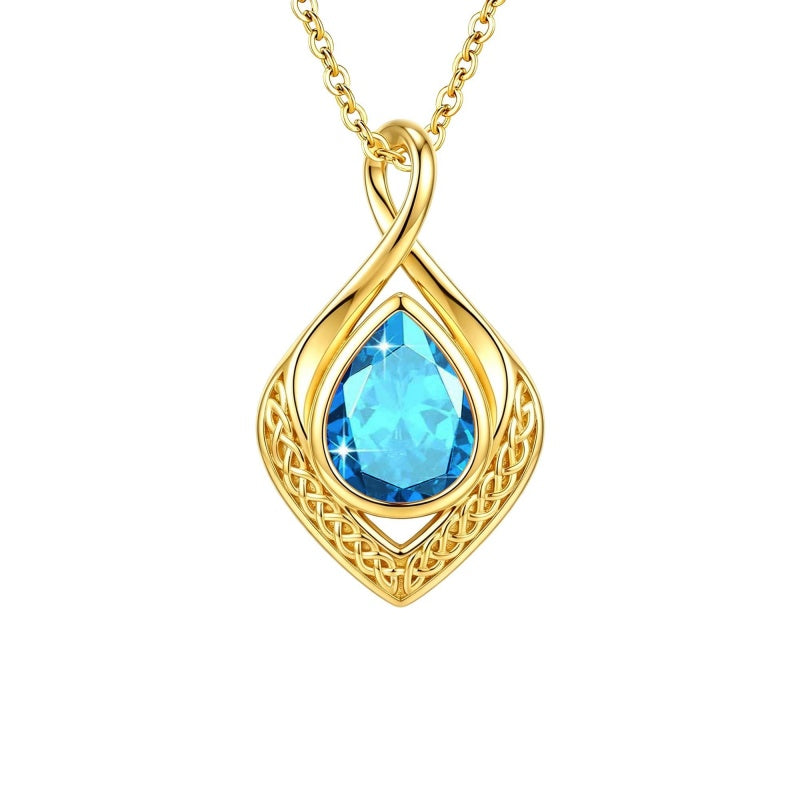 14K Gold Plated  Birthstone Celtic Knot Infinity Necklace  Birthday Christmas Jewelry Gift