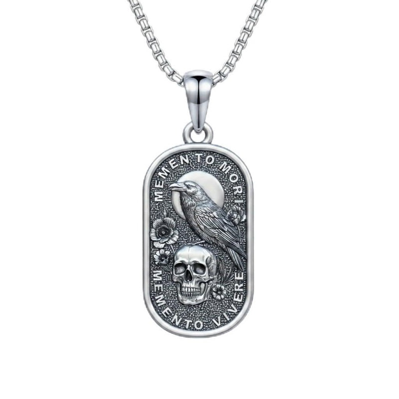 Sterling Silver Memento Mori Tree of Life Anubis Pendant Viking Amulet   Protection Pendant Necklace Halloween Gift