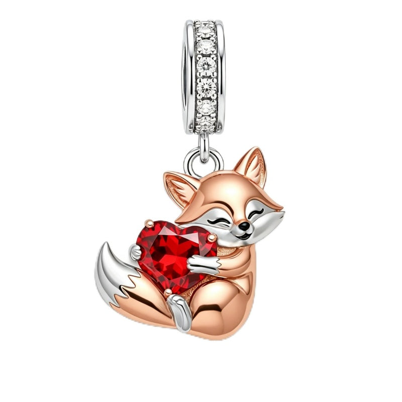 Sterling Silver Lion Red Panda Fox Bear Capybara Charm Beads Christmas Birthday Gift