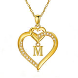 Heart Initial A-Z Pendant Necklace for 14K Gold Plated Women Initials Jewelry Gifts