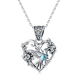 Sterling Silver Vintage Heart-Shaped Hummingbird Pendant Necklace