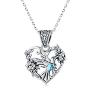 Sterling Silver Vintage Heart-Shaped Hummingbird Pendant Necklace