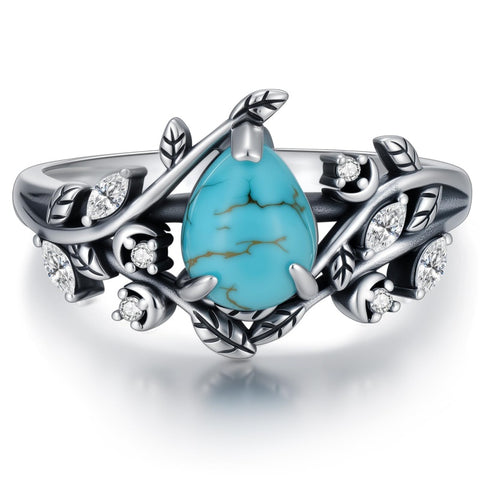 14K Gold Plated Turquoise Ring Western Jewelry Anniversary Birthday Gift for Women