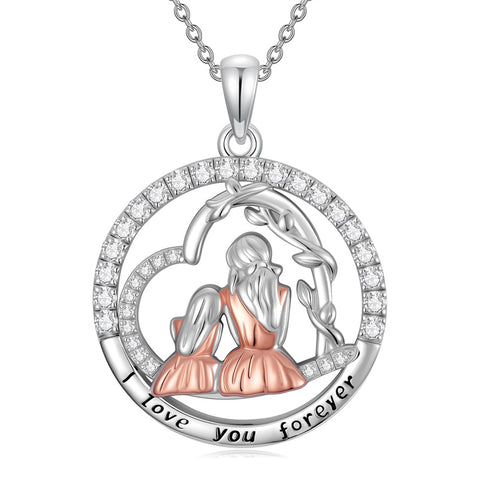 Sterling Silver Mother Daughter Father Daughter Sister Pendant Necklace Family Jewelry for Christmas Mother's Day