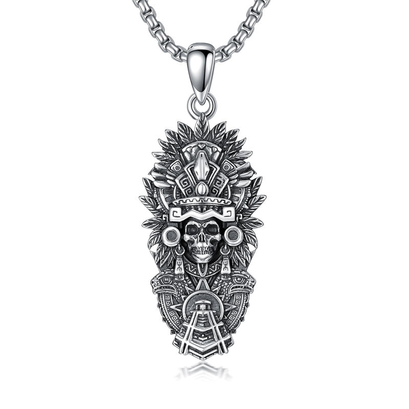 Sterling Silver Mictlantecuhtli Quetzalcoatl Tezcatlipoca Skull
