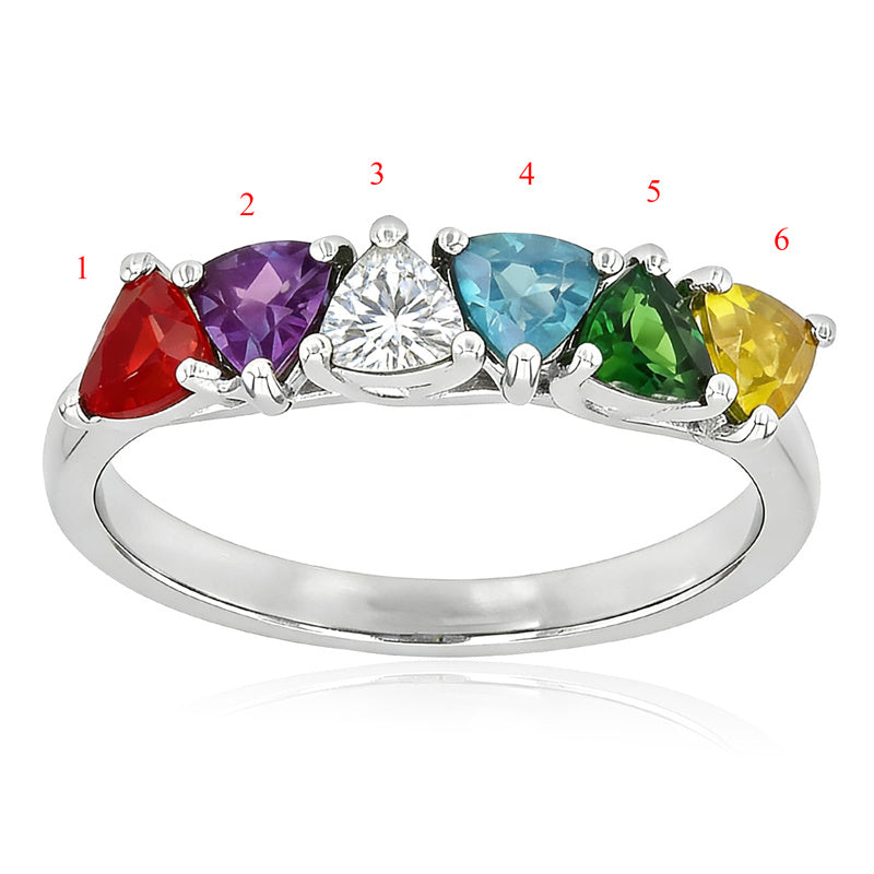 Sterling Silver 2-5 Birthstones Family Ring Gifts for Mother's Day