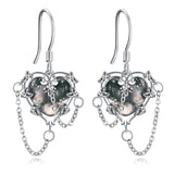Witches Heart Moss AgaeEarrings 925 Sterling Silver Goth Black Rose Jewelry for Women