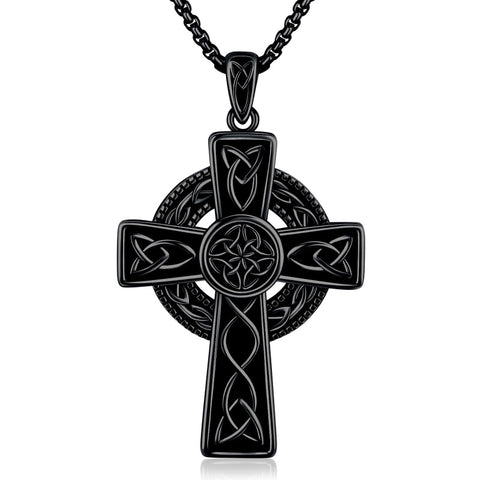 14K Gold Plated Celtic Vikin Cross Pendant Necklace Irish Jewelry Religious Protective Gift